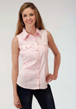 Roper Womens Pink Solid Sleeveless Western Snap Shirt - Roper - Flyclothing LLC