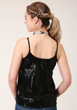 Roper Womens Sleeveless Solid Black Sequin Cami Blouse - Roper - Flyclothing LLC