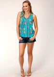 Roper Womens Sleeveless Tropical Aztec Print Rayon Blouse - Roper - Flyclothing LLC