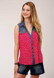 Roper Womens Arrow Prt Rayon Slvls Blouse Sleeveless Top - Roper - Flyclothing LLC