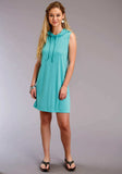 Roper Womens Turquoise Solid Sleeveless Dress - Roper - Flyclothing LLC
