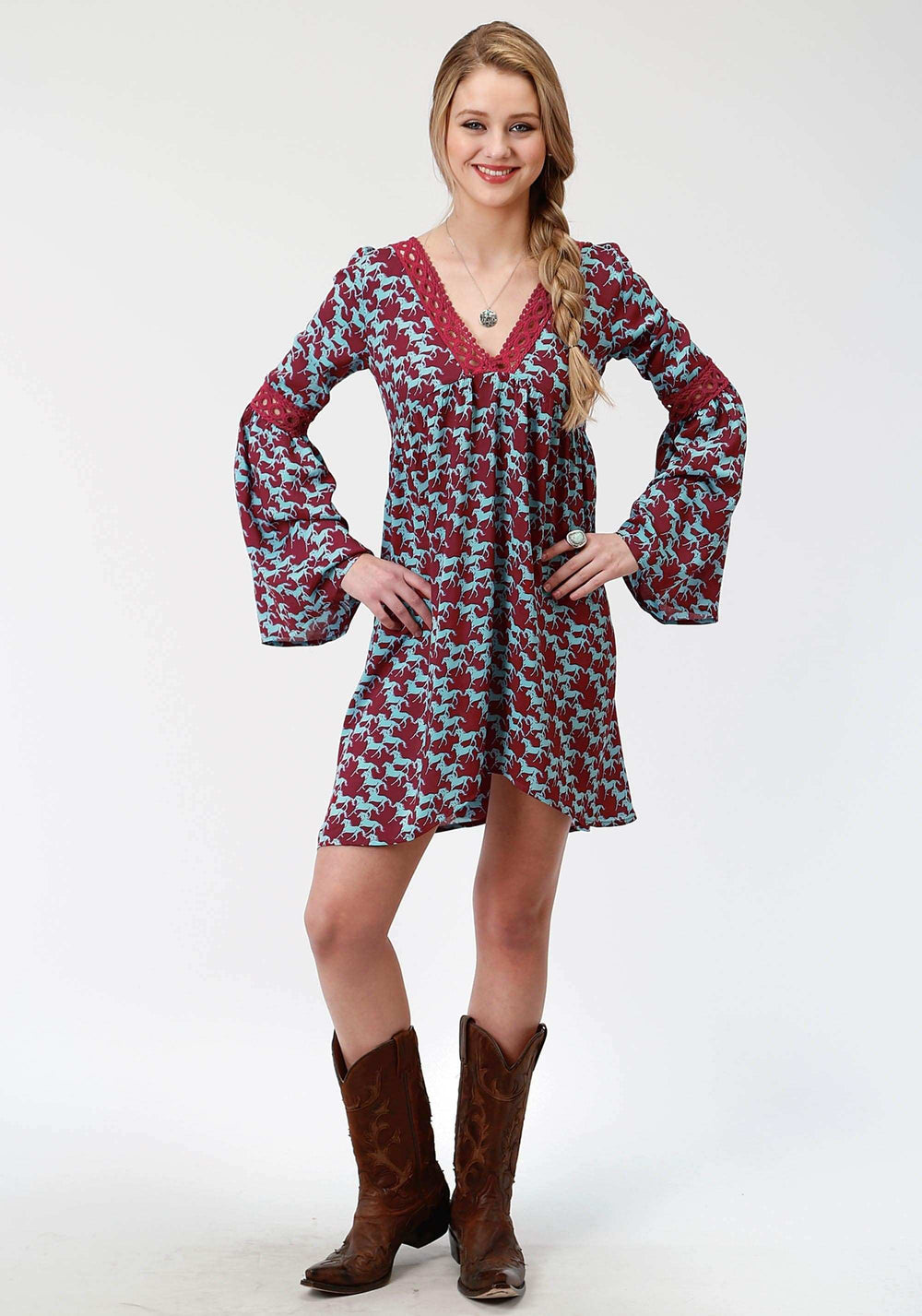 Roper Womens Red And Blue Printed Dress - Roper - Flyclothing LLC