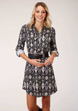 Roper Womens Long Sleeve Print Poly Crepe Shirt Dress - Roper - Flyclothing LLC