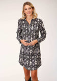 Roper Womens Long Sleeve Print Poly Crepe Shirt Dress - Roper - Flyclothing LLC