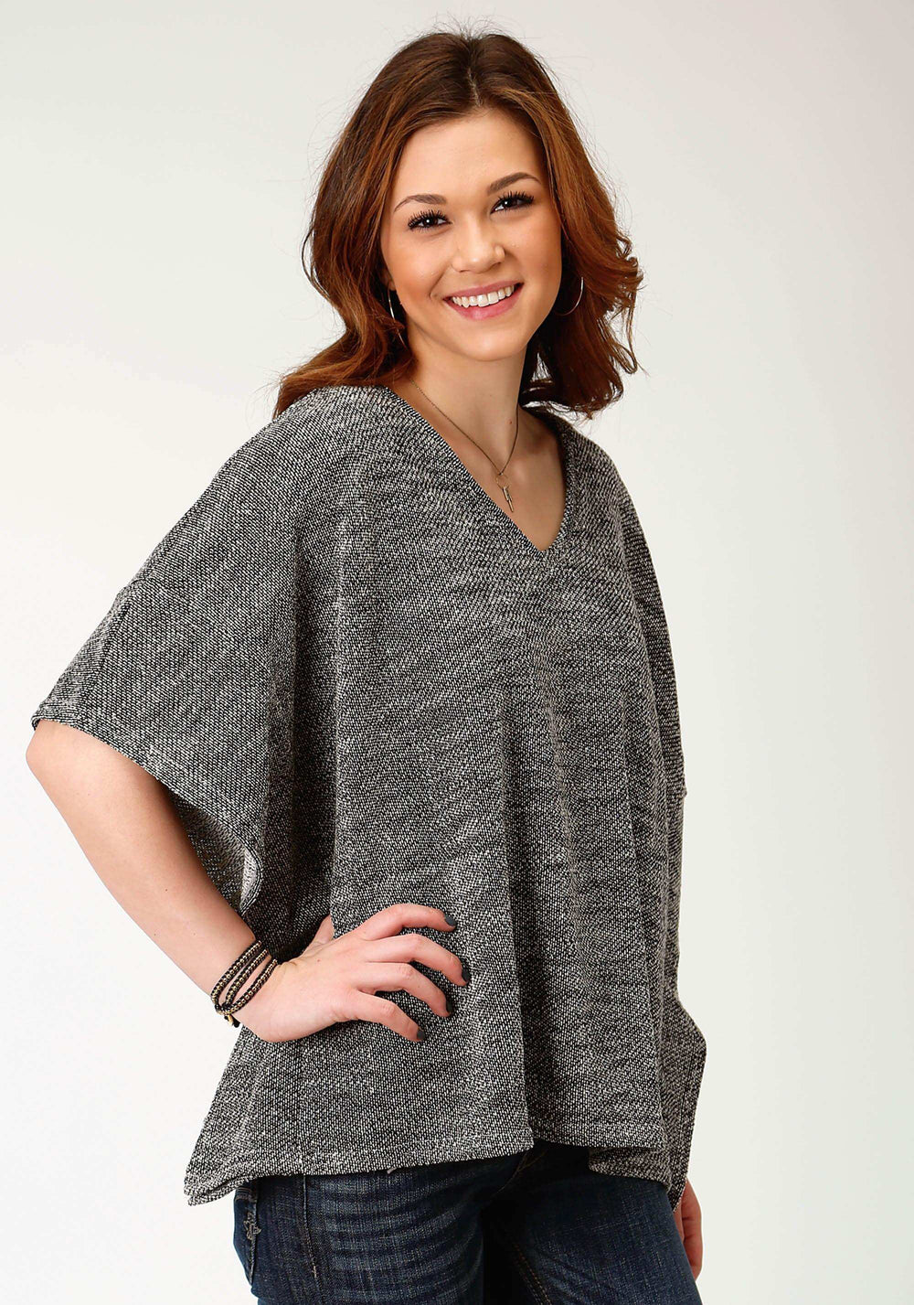 Roper Womens Gray Knit Poncho - Roper - Flyclothing LLC