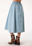 Roper Womens Light Blue Denim Long Denim Skirt - Roper - Flyclothing LLC