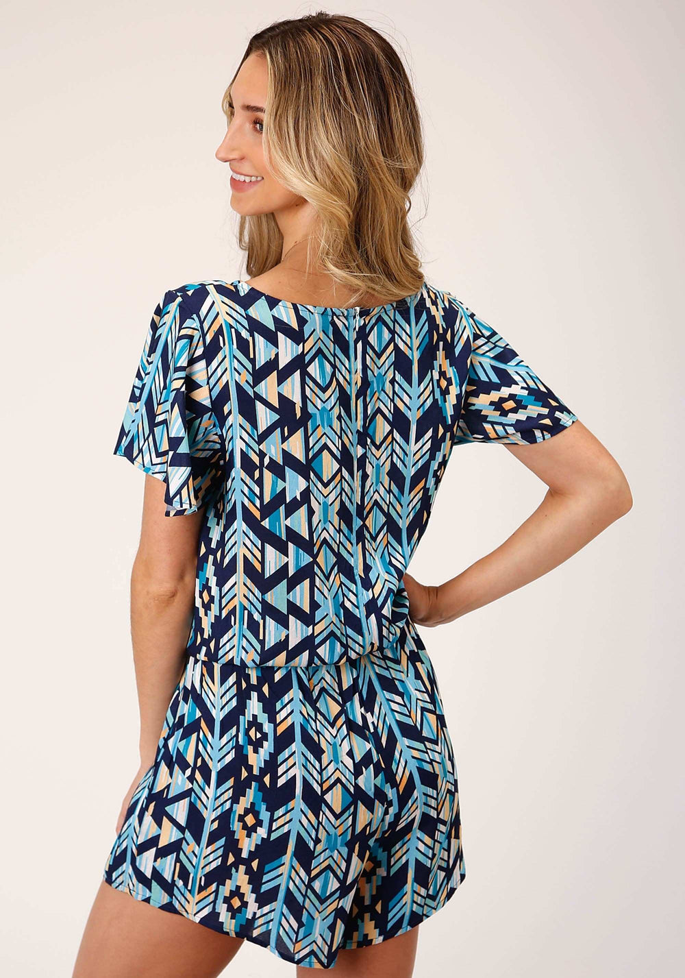 Roper Womens Modern Aztec Print Short Sleeve Romper - Roper - Flyclothing LLC