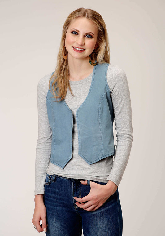 Roper Womens Light Blue Cotton Denim Vest - Roper - Flyclothing LLC
