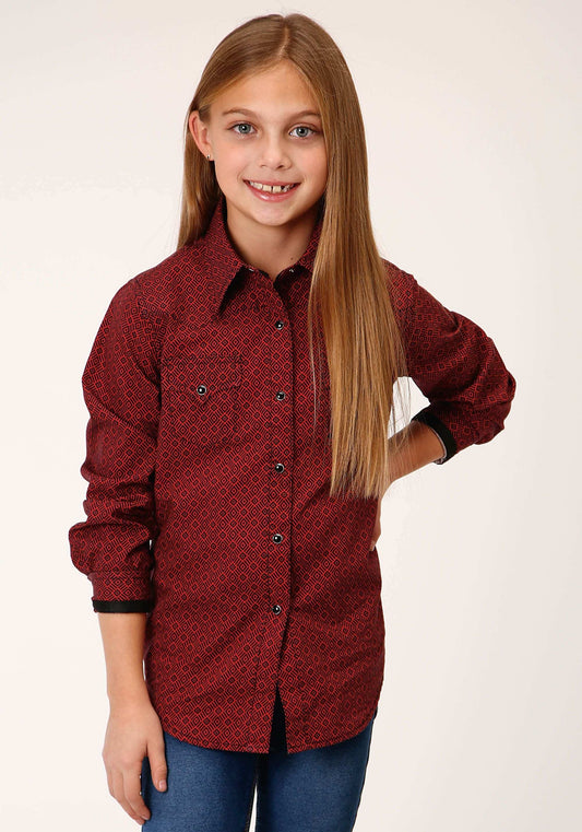 Roper Girls Long Sleeve Snap Tribal Geo Print Western Shirt - Roper - Flyclothing LLC