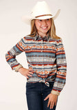 Roper Girls Long Sleeve Snap Sandstone Aztec Print Western Shirt - Roper - Flyclothing LLC