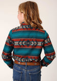 Roper Girls Long Sleeve Snap Ombre Aztec Horizontal Stripe Western Shirt - Roper - Flyclothing LLC