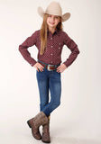 Roper Girls Long Sleeve Snap Point Diamonds Wine Western Shirt - Roper - Flyclothing LLC
