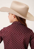 Roper Girls Long Sleeve Snap Point Diamonds Wine Western Shirt - Roper - Flyclothing LLC