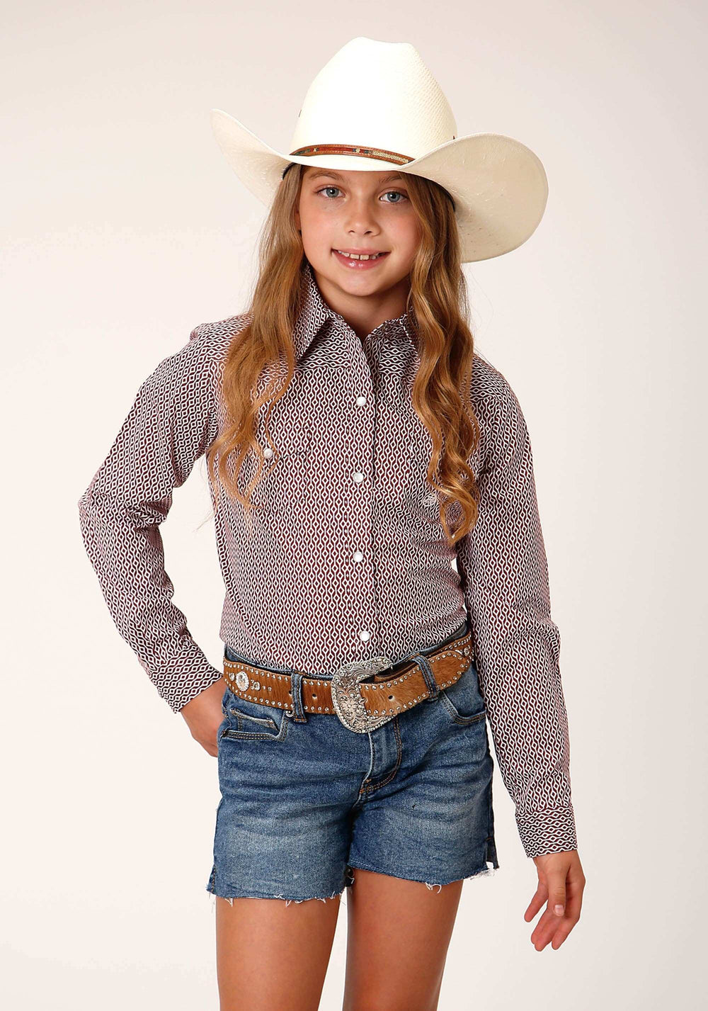 Roper Girls Long Sleeve Snap Climbing Diamond Western Shirt - Roper - Flyclothing LLC