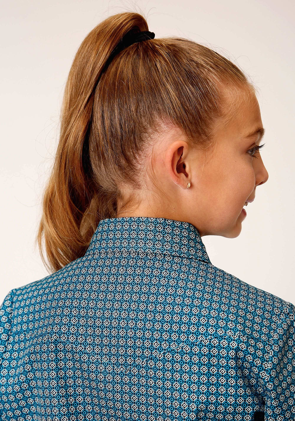 Roper Girls Long Sleeve Snap Azure Neat Western Shirt - Roper - Flyclothing LLC