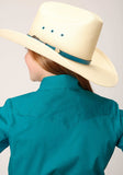 Roper Girls Long Sleeve Snap Solid Poplin Stretch Turquoise Western Shirt - Roper - Flyclothing LLC