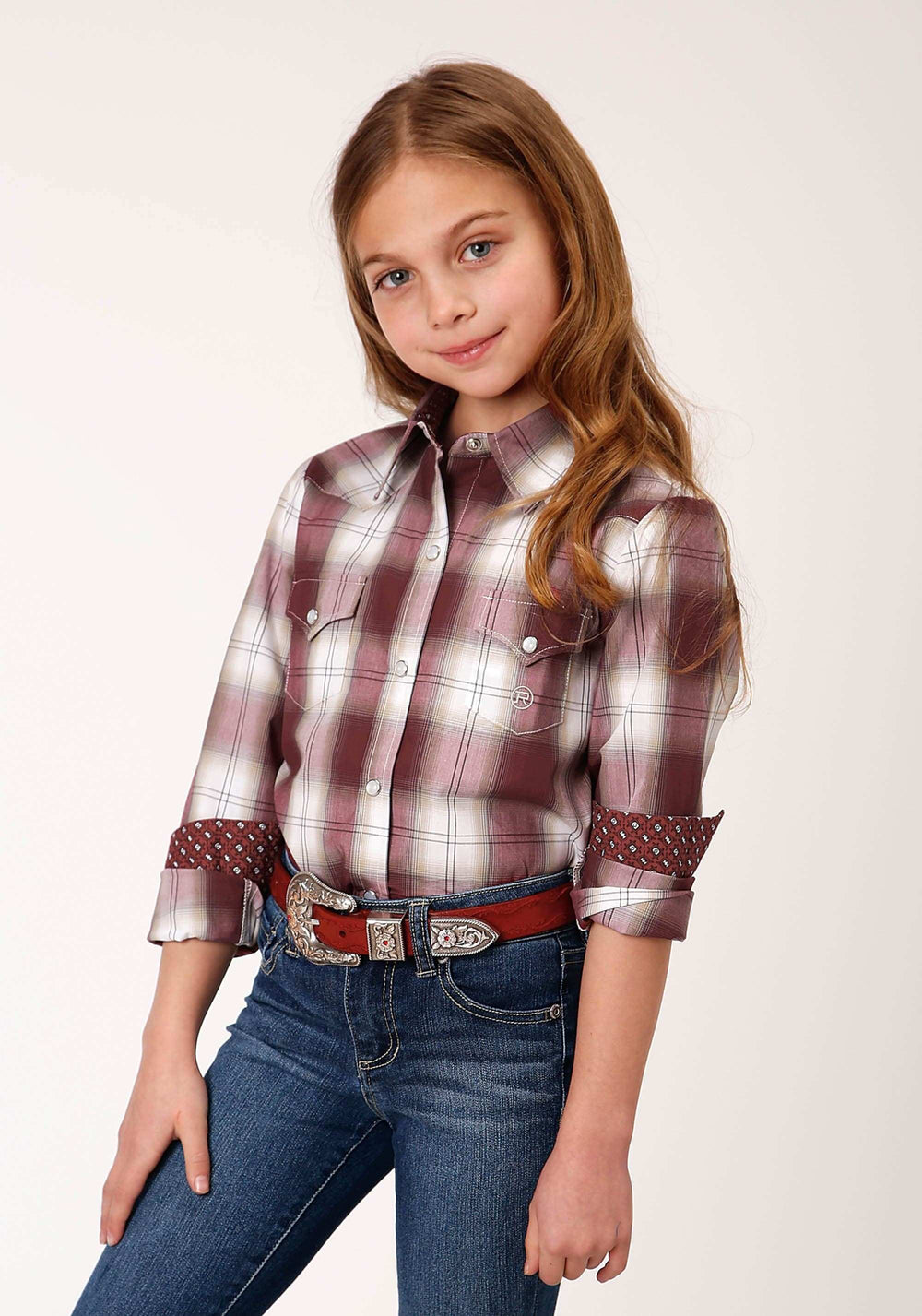 Roper Girls Long Sleeve Snap Red Ombre Western Shirt - Roper - Flyclothing LLC