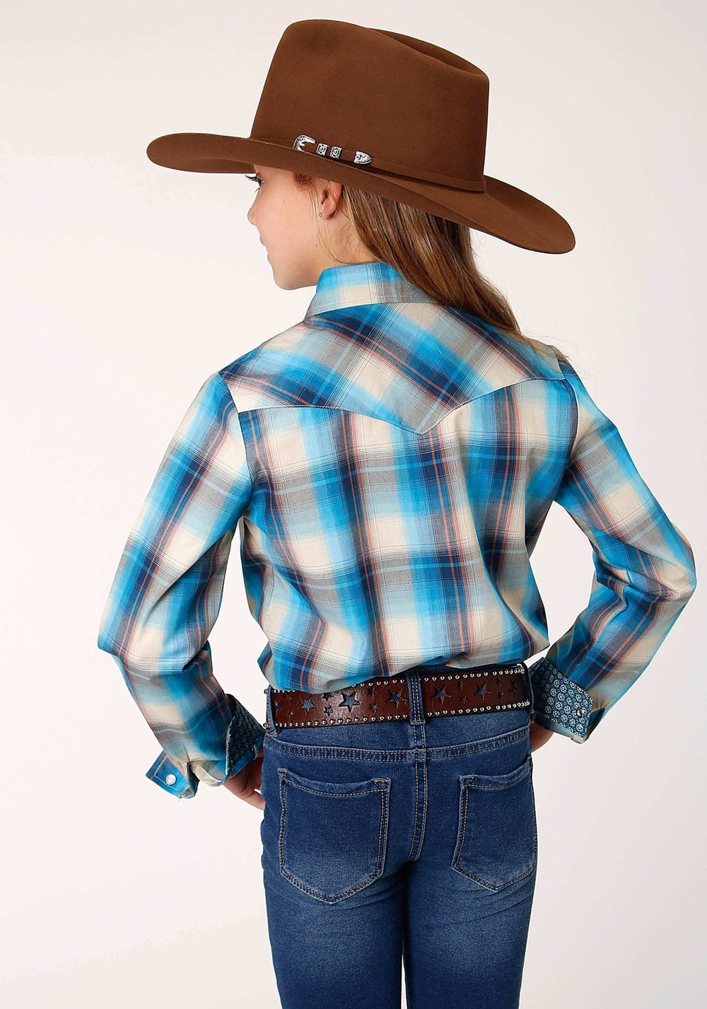 Roper Girls Long Sleeve Snap Sunset Plaid Western Shirt - Roper - Flyclothing LLC