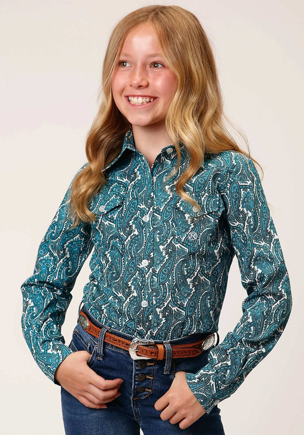 Roper Girls Long Sleeve Button Upstream Paisley Western Shirt - Roper - Flyclothing LLC