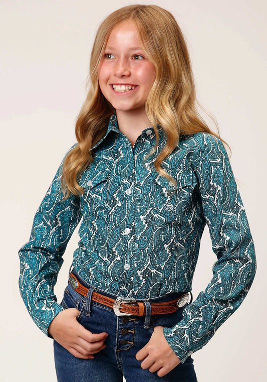 Roper Girls Long Sleeve Button Upstream Paisley Western Shirt - Roper - Flyclothing LLC