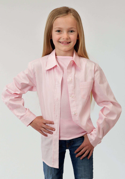 Roper Girls Pink Solid Long Sleeve Western Button Shirt - Roper - Flyclothing LLC