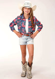 Roper Girls Long Sleeve Snap Bandana Print Rayon Shirt - Roper - Flyclothing LLC