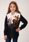 Roper Girls Long Sleeve Snap Retro Border Printed Rayon Western Shirt - Roper - Flyclothing LLC