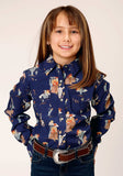 Roper Girls Long Sleeve Snap Cowboy Toile Print Rayon Western Shirt - Roper - Flyclothing LLC
