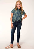 Roper Girls Short Sleeve Snap Lucky Tropical Print Western Shirt - Roper - Flyclothing LLC
