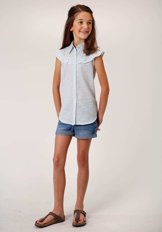 Roper Girls Girls Ruffle Yoke Sleeveless Snap Western Shirt - Roper - Flyclothing LLC
