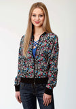 Roper Womens Black Flower Print Bomber Jacket - Roper - Flyclothing LLC