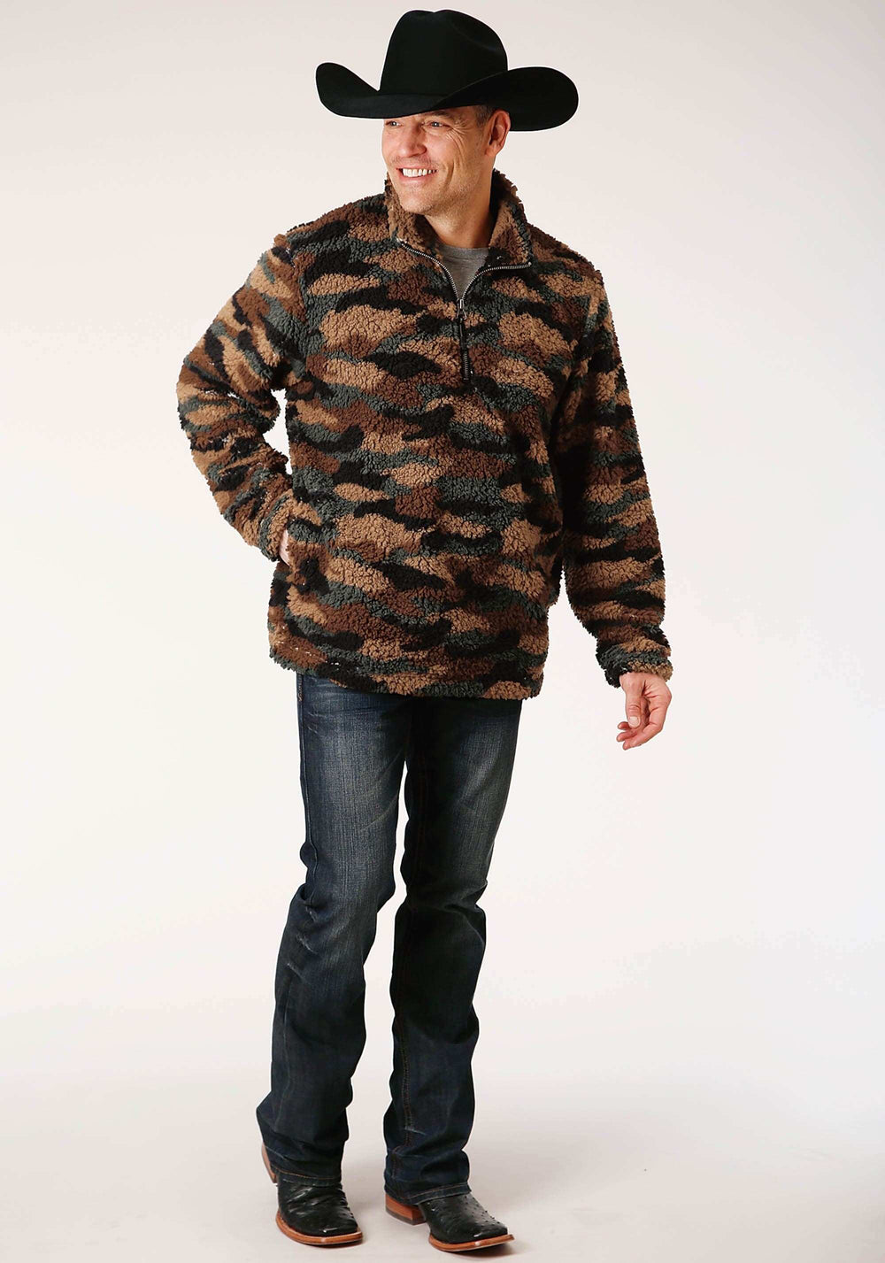 Roper Mens Camo Print Polar Fleece Pullover - Roper - Flyclothing LLC