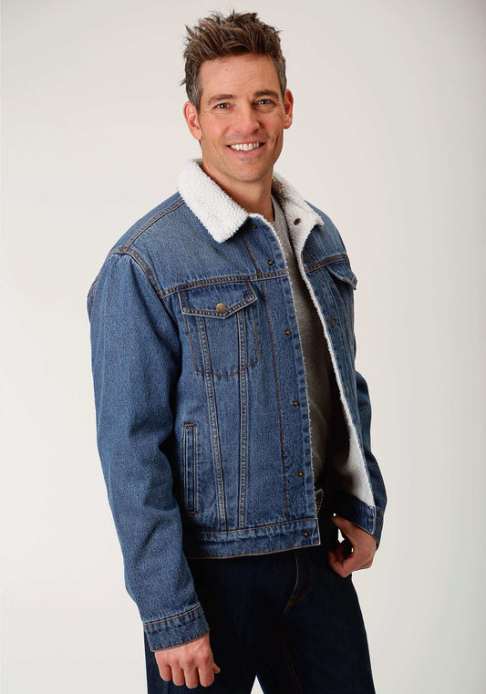 Roper Mens Blue With Sherpa Lining Denim Jacket - Roper - Flyclothing LLC