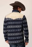 Roper Mens Navy Aztec Print Micro Fleece Pullover - Roper - Flyclothing LLC