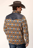 Roper Mens Orange Aztec Print Micro Fleece Pullover - Roper - Flyclothing LLC