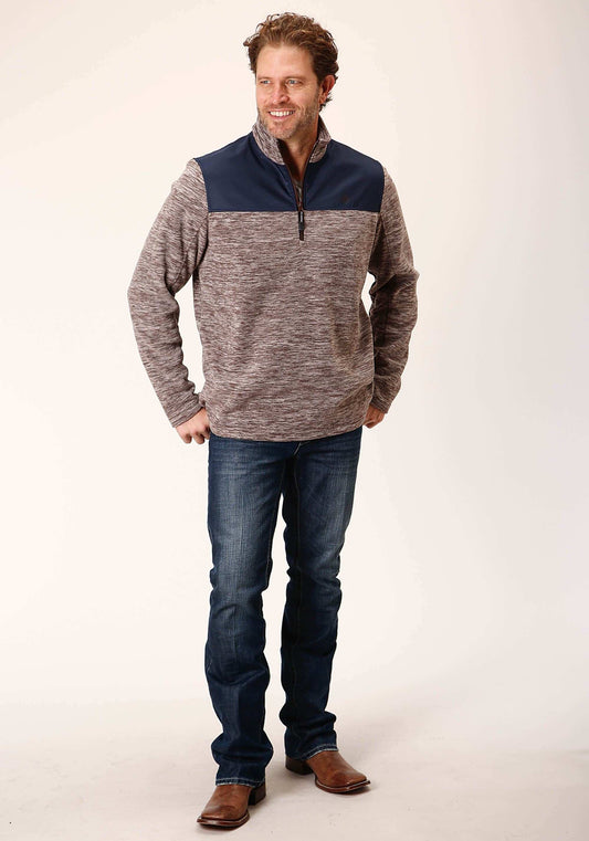 Roper Mens Hthr Chocolate Micro Fleece Pullover - Roper - Flyclothing LLC