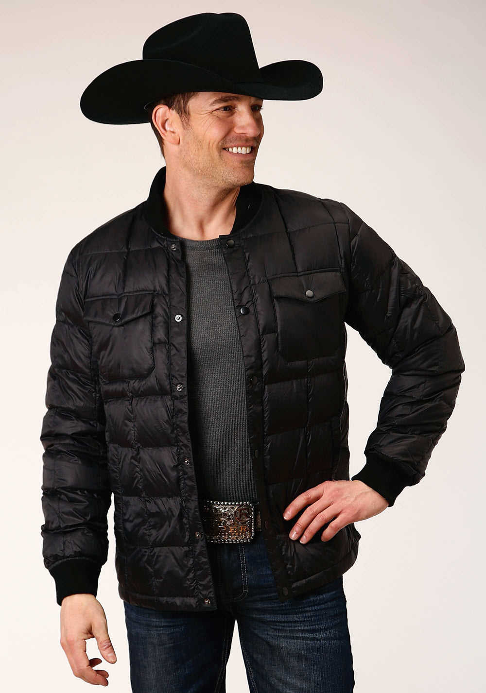 Roper Mens Down Proof Coated Jacket Black - Roper - Flyclothing LLC
