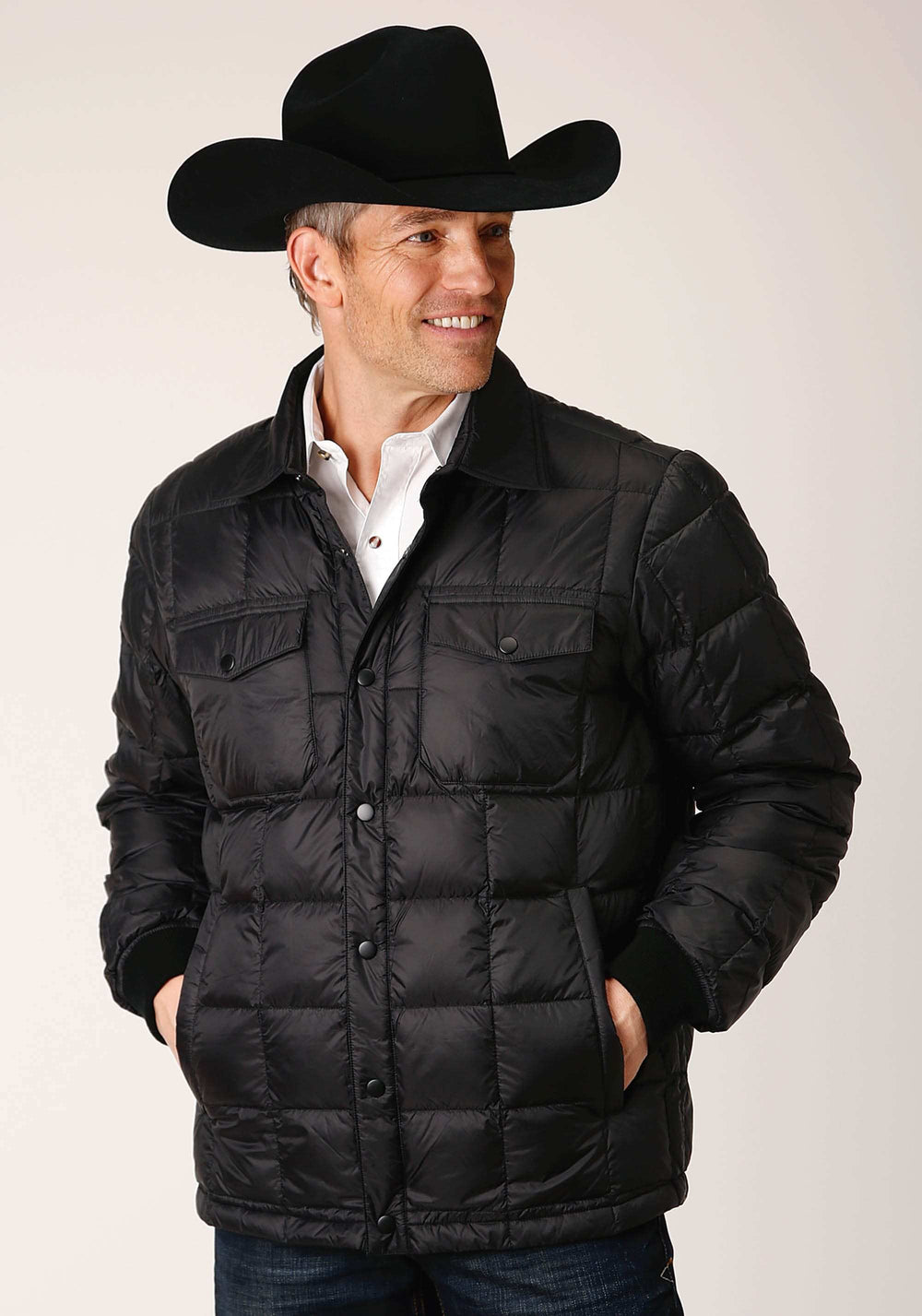 Roper Mens Black Nylon Down Proof Coated Jacket - Roper - Flyclothing LLC