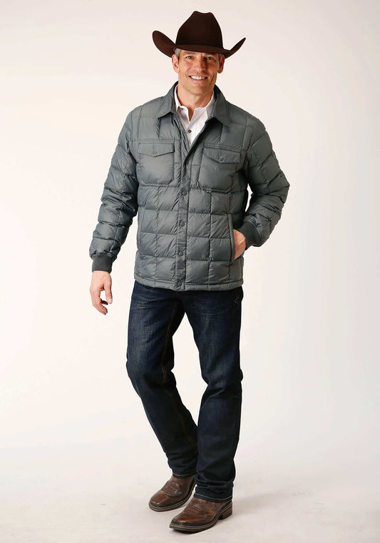 Roper Mens Slvr Sage Nylon Down Proof Coated Jacket - Roper - Flyclothing LLC