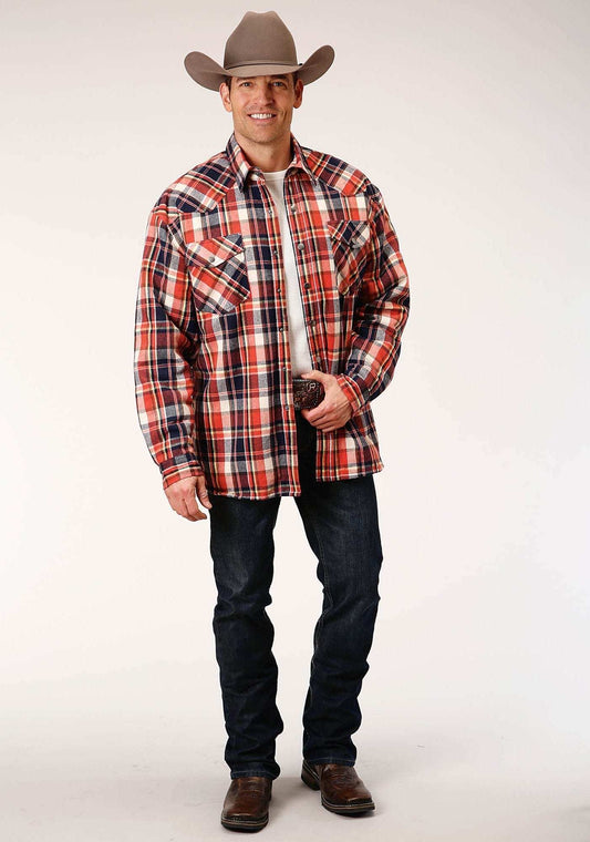 Roper Mens Long Sleeve Tall Fit Snap Sherpa Lined Flannel Shirt Jacket - Roper - Flyclothing LLC