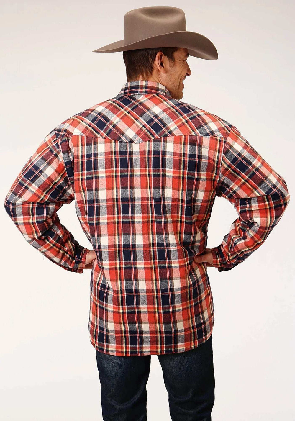 Roper Mens Long Sleeve Tall Fit Snap Sherpa Lined Flannel Shirt Jacket - Roper - Flyclothing LLC