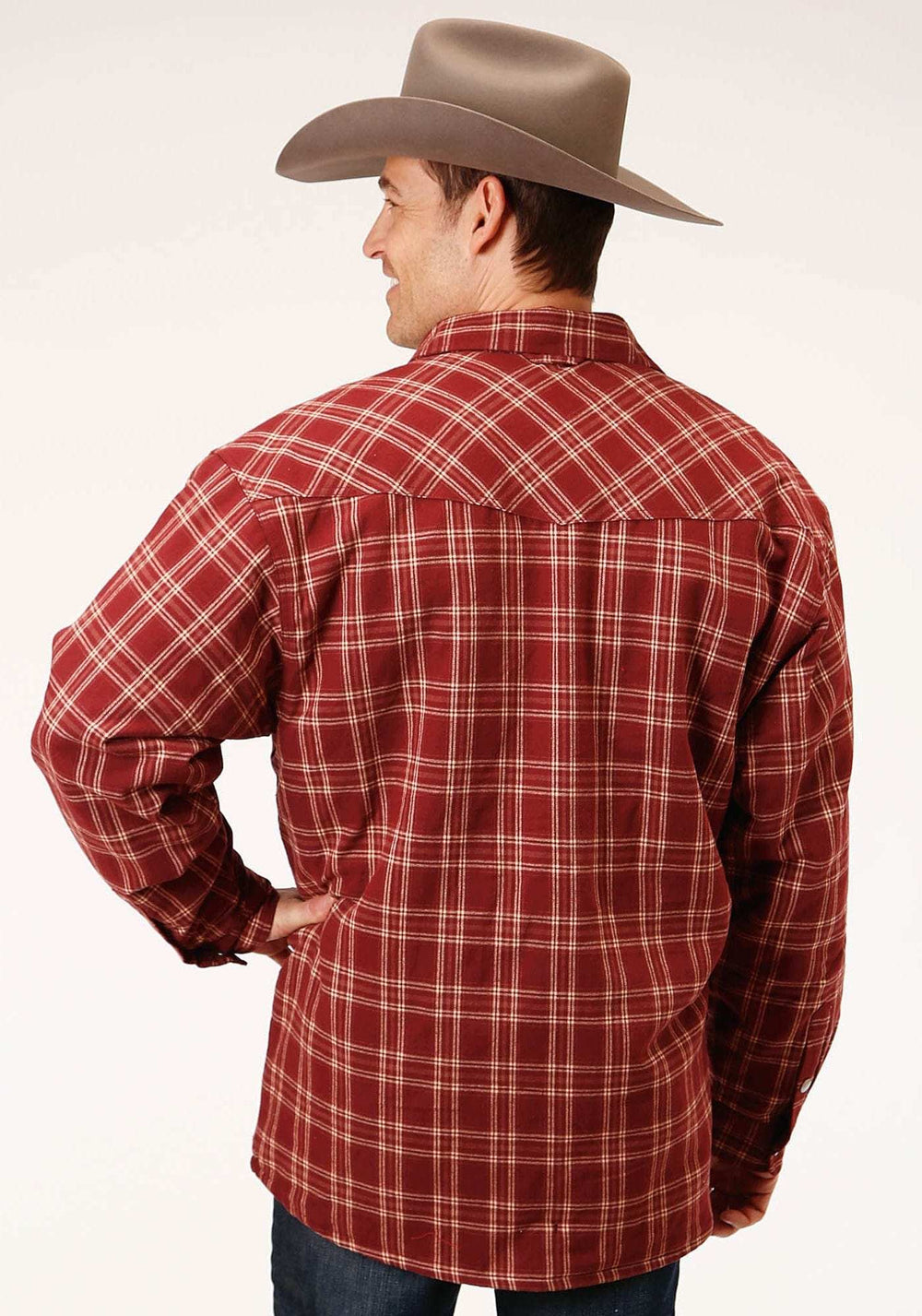 Roper Mens Long Sleeve Tall Fit Snap Sherpa Lined Flannel Shirt Jacket - Roper - Flyclothing LLC