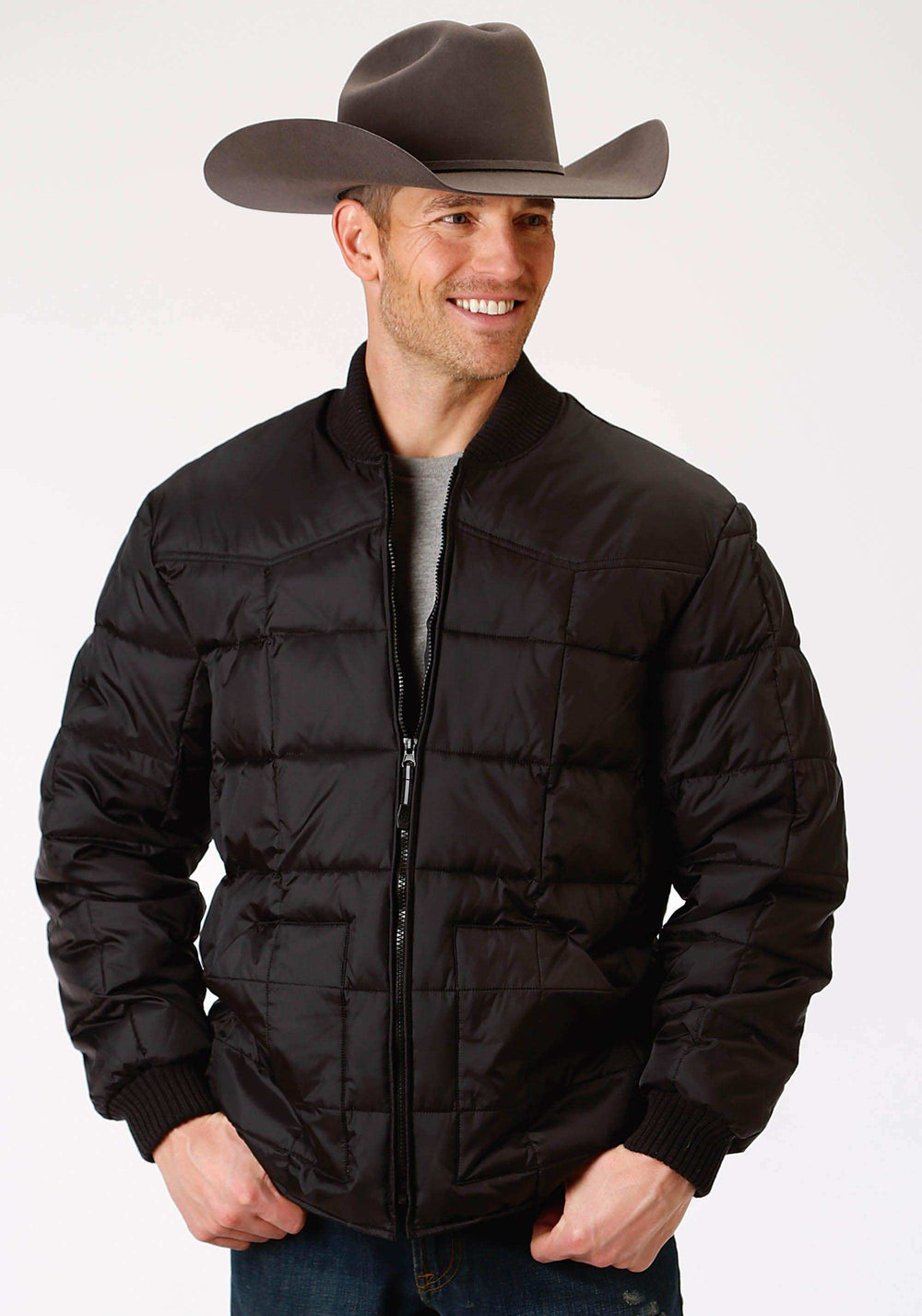 ROPER MENS BLACK POLY-FILLED JACKET - Roper - Flyclothing LLC
