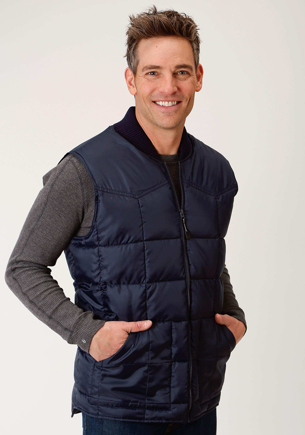 Roper Mens Navy Blue Poly-Filled Vest - Roper - Flyclothing LLC