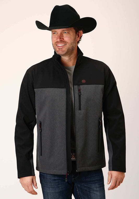 Roper Mens Grey Black Combo Soft Shell Jacket - Roper - Flyclothing LLC