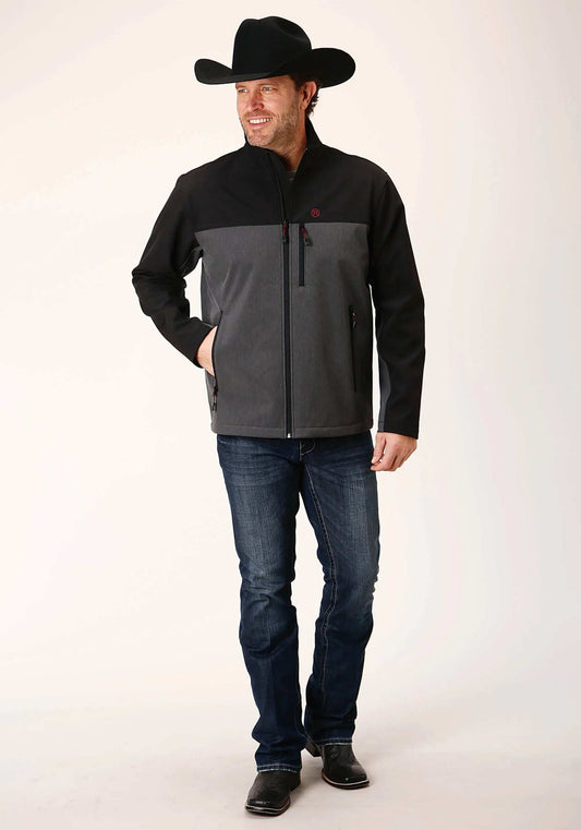 Roper Mens Grey Black Combo Soft Shell Jacket - Roper - Flyclothing LLC