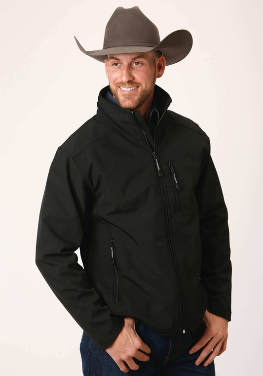 Roper Mens Black Softshell With Black Lining Zip Front Jacket - Roper - Flyclothing LLC