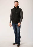 Roper Mens Black Softshell With Black Lining Zip Front Vest - Roper - Flyclothing LLC