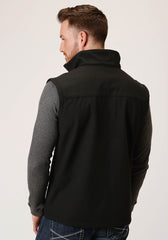 Roper Mens Black Softshell With Black Lining Zip Front Vest