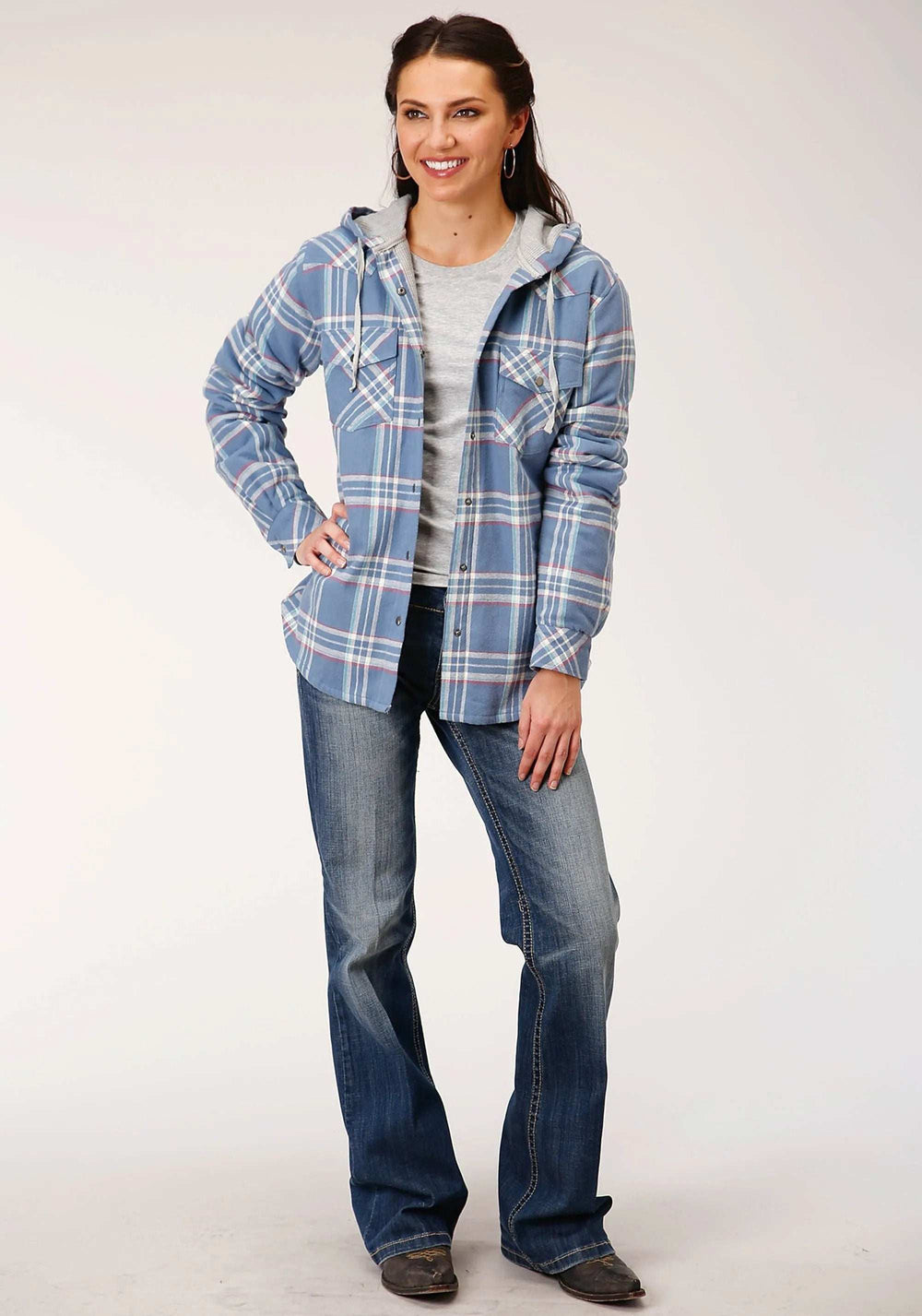 Roper Womens Long Sleeve Snap Thermal Lined Flannel Shirt Jacket - Roper - Flyclothing LLC